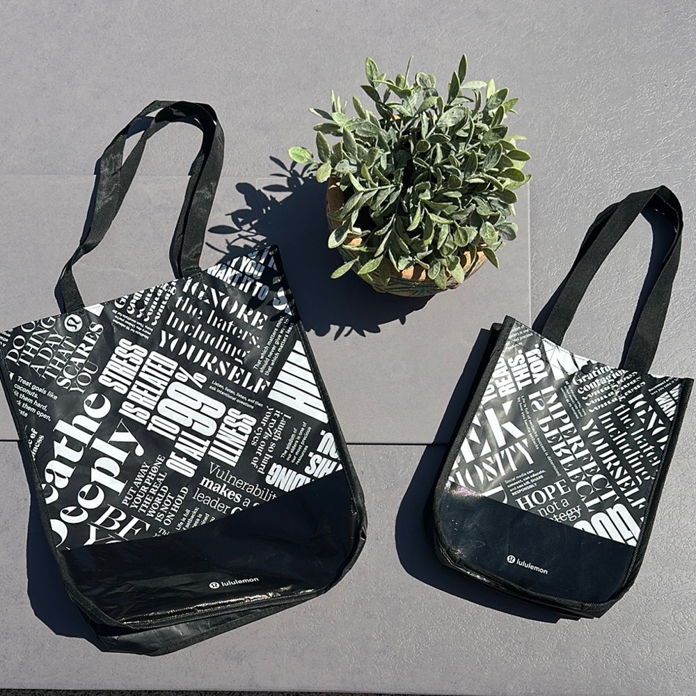 NWOT Lululemon Black & White Tote Bags